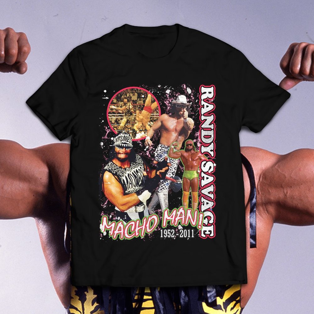 Vintage Style Macho Man Randy Savage Black Tee